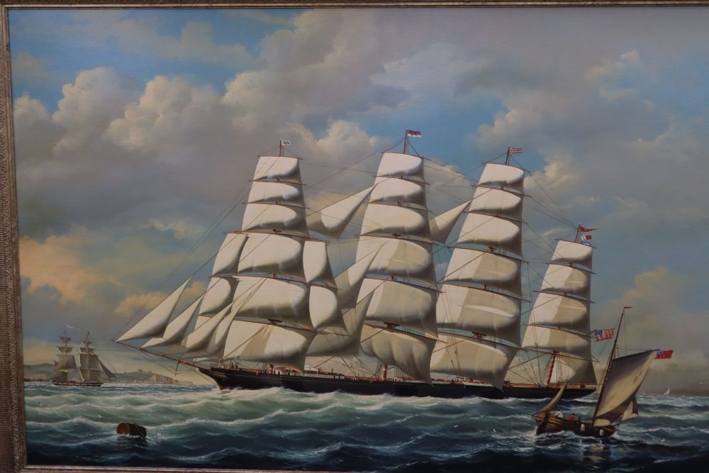 Salvatore Colacicco (1935-), oil on wooden panel, American Four master clipper ship The Morning Star, signed, 100 x 151cm